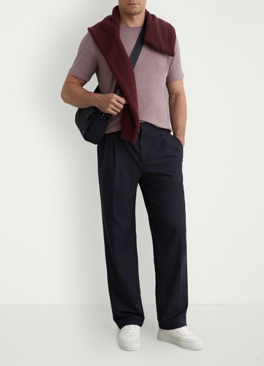 Reiss BLESS Katoen Crew-Neck Tailored-Fit T-Shirt - voorkant 2 donkerbeige