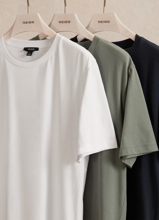 Reiss Bless T-shirt met ronde hals in 3-pack - voorkant zwart