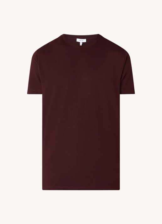Reiss Bless T-shirt met ronde hals   - voorkant bordeauxrood