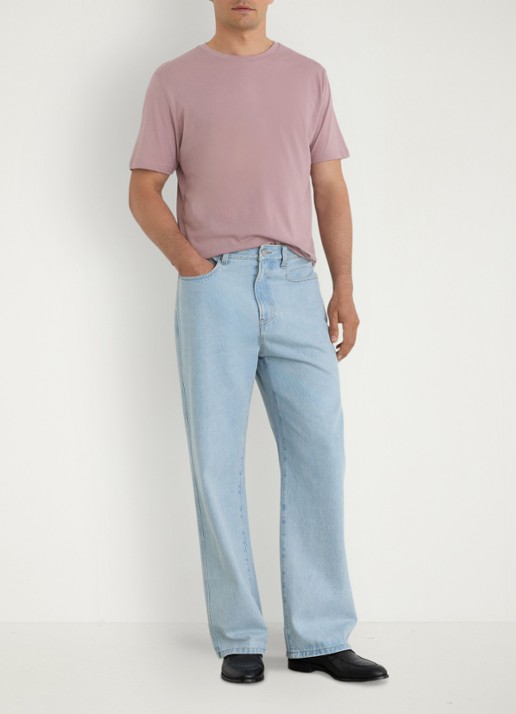 Reiss Bless tailored fit T-shirt met ronde hals - voorkant 3 dusty rose / roze