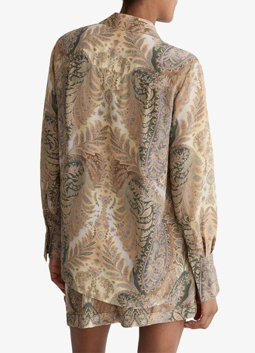 Reiss Blouse met jacquard dessin - achterkant 4 zand