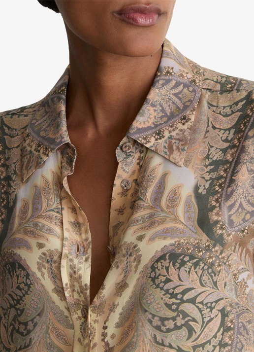 Reiss Blouse met jacquard dessin - detail 2 zand