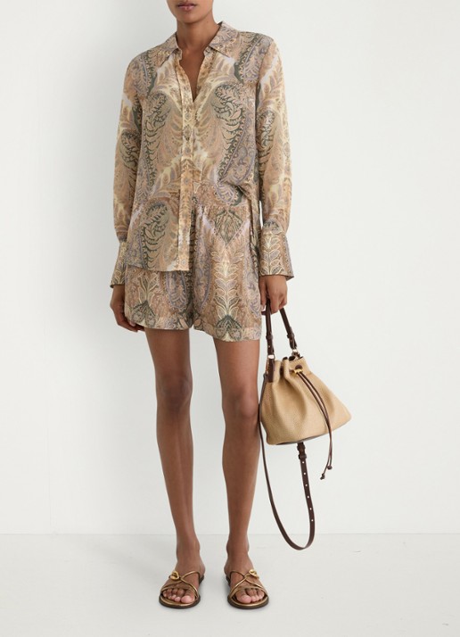 Reiss Blouse met jacquard dessin - voorkant 6 zand