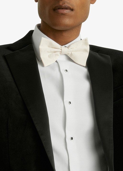 Reiss Boyle vlinderdas van zijde - detail 2 creme
