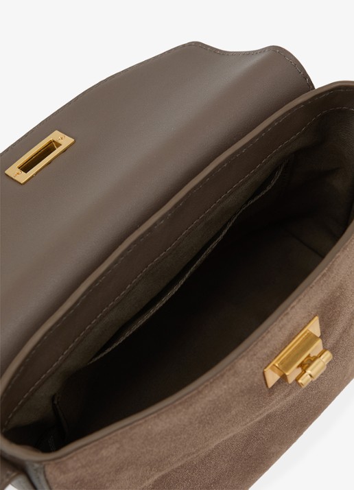 Reiss Brea crossbodytas van leer met suède details - detail 3 donkerbruin