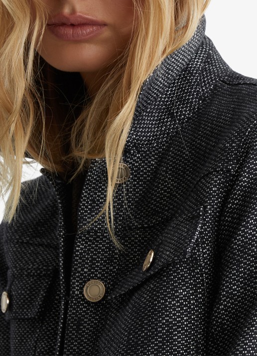 Reiss Bree jack in linnenblend - detail 6 donkerblauw