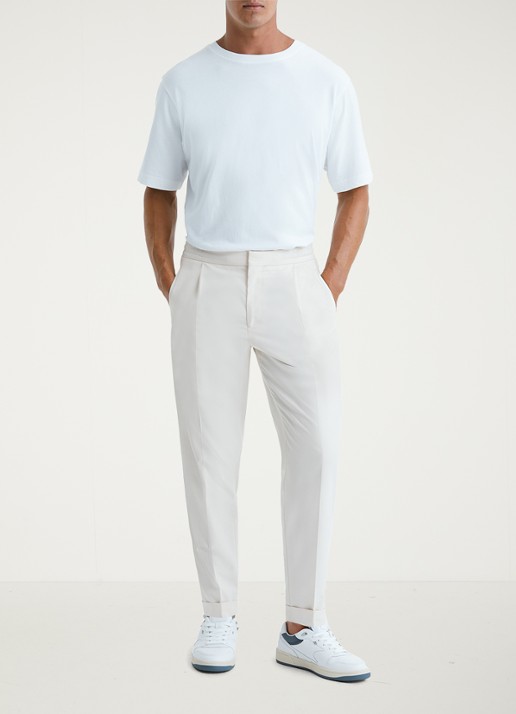 Reiss Brighton tapered fit chino met steekzakken - voorkant 2 ecru / wit