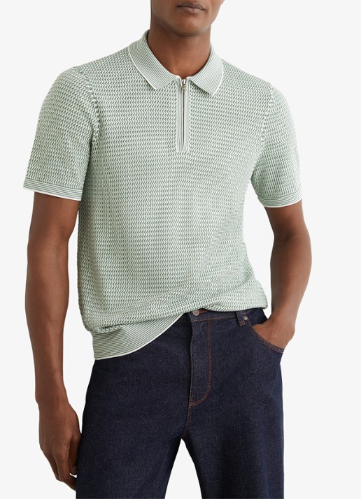 Reiss Brink regular fit polo met structuur - detail 4 groen