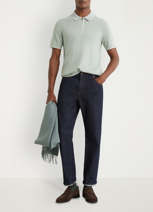 Reiss Brink regular fit polo met structuur - voorkant 2 groen
