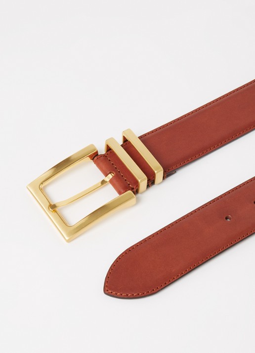 Reiss Brompton riem van leer - detail 2 roodbruin