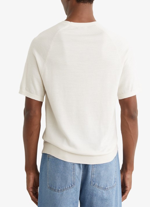 Reiss Brook T-shirt van merino wol met ronde hals - achterkant wit
