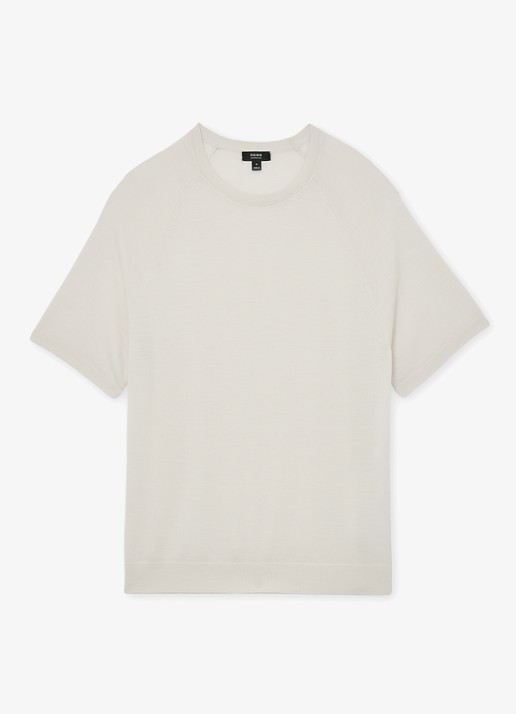 Reiss Brook T-shirt van merino wol met ronde hals - voorkant 2 wit