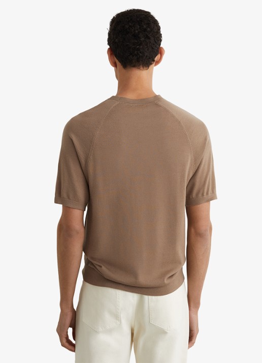 Reiss Brook T-shirt van merino wol met ronde hals - achterkant 4 bruin