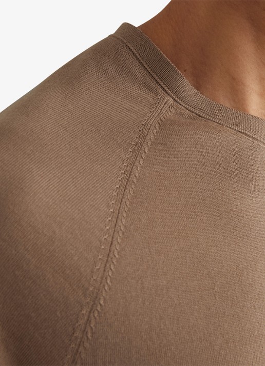 Reiss Brook T-shirt van merino wol met ronde hals - detail 2 bruin