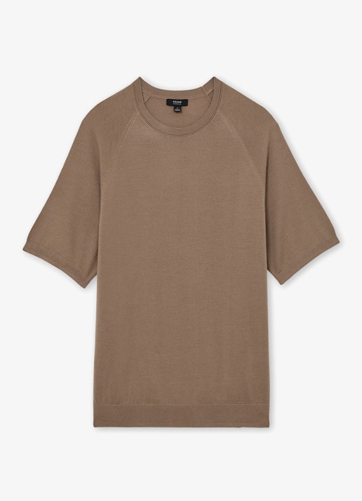 Reiss Brook T-shirt van merino wol met ronde hals - voorkant 5 bruin