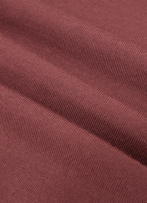 Reiss Brook T-shirt van merino wol met ronde hals - detail 4 donkerrood