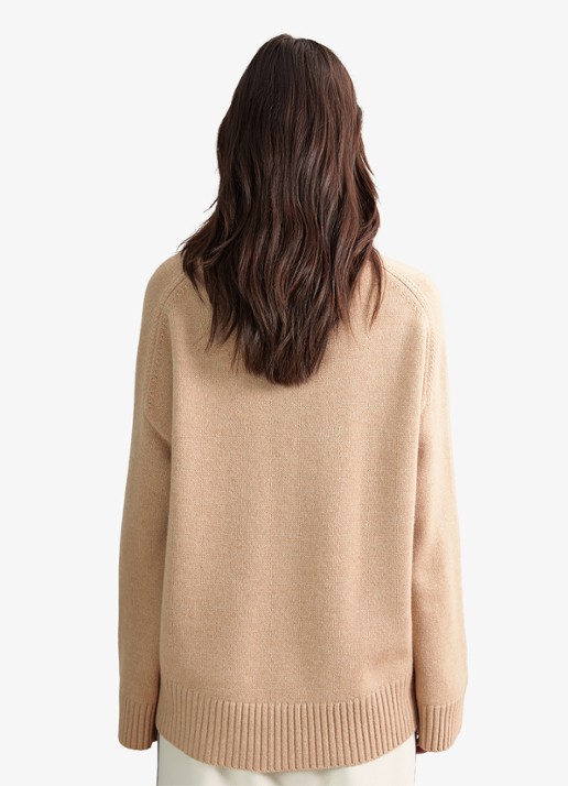 Reiss Brooklyn fijngebreide trui in wolblend - achterkant beige