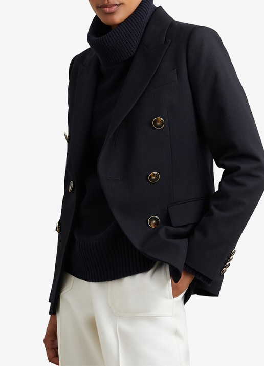 Reiss Brooklyn fijngebreide trui in wolblend - detail 2 donkerblauw