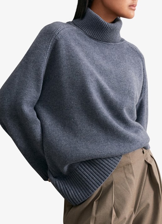 Reiss Brooklyn fijngebreide trui in wolblend - detail 4 blauwgrijs