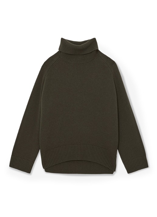 Reiss Brooklyn fijngebreide trui in wolblend - voorkant khaki