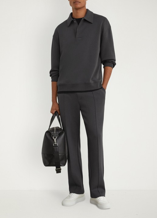 Reiss Brooks sweater met kraag - voorkant 7 antraciet