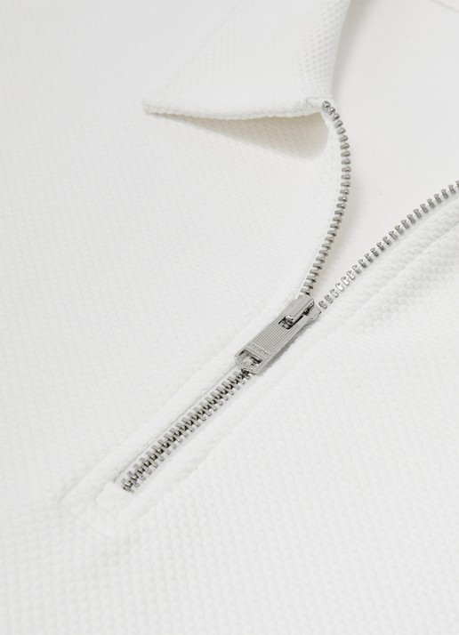 Reiss Bruno polo met halve rits - detail 7 wit