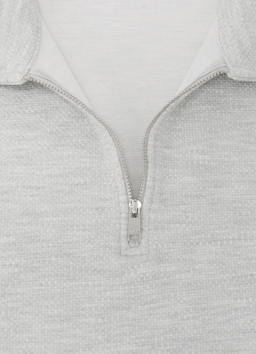 Reiss Bruno regular fit polo met halve rits - detail 6 lichtgrijs