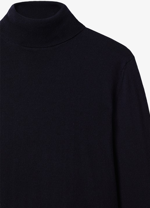 Reiss Caine fijngebreide trui van merino wol met col - detail 5 navy / blauw
