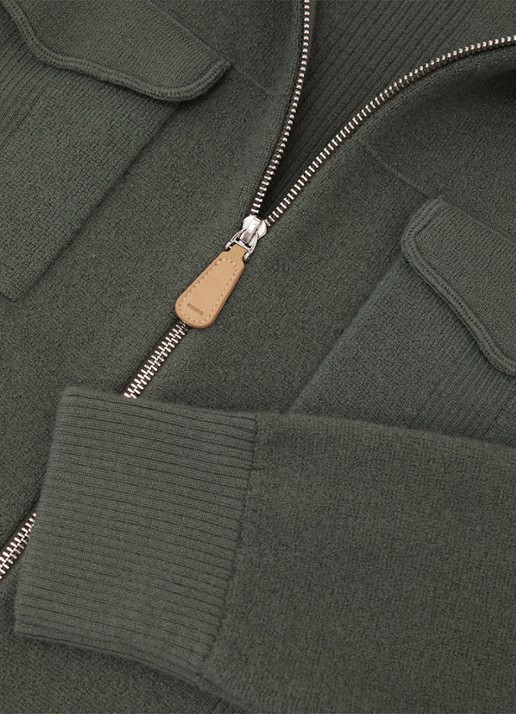 Reiss Calder fijngebreid vest van wol met borstzakken  - detail 5 groen