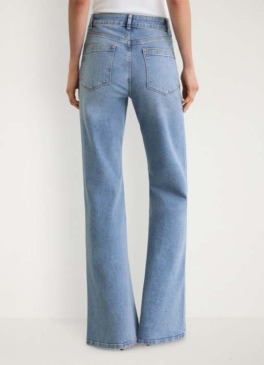 Reiss Cali high waist flared jeans met opgestikte zakken - achterkant light blue / lichtblauw