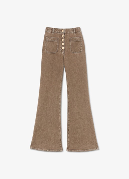 Reiss Cali high waist flared jeans met opgestikte zakken - voorkant 6 bruin