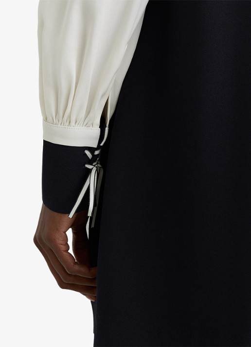Reiss Cam mini tuniekjurk met sjaalkraag  - detail 3 donkerblauw