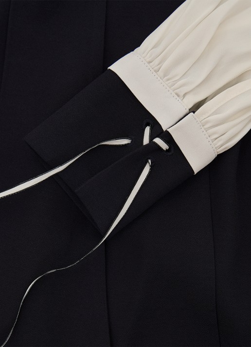 Reiss Cam mini tuniekjurk met sjaalkraag  - detail 4 donkerblauw
