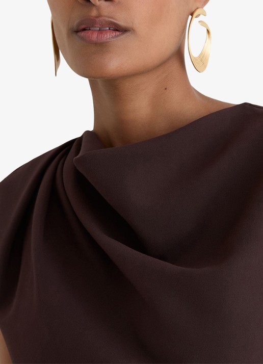 Reiss Camilla midi jurk met asymmetrische zoom - detail 5 bruin