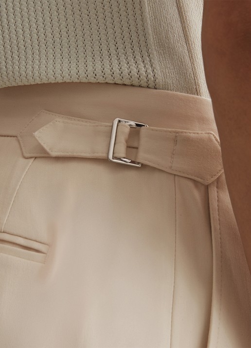 Reiss Cantwell straight fit korte chino in katoenblend - detail 5 stone / beige