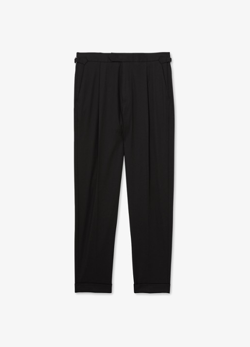 Reiss Cantwell tapered fit pantalon met ceintuur - voorkant 4 black / zwart