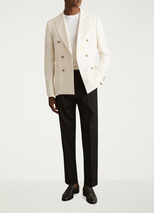 Reiss Cantwell tapered fit pantalon met ceintuur - voorkant 5 black / zwart
