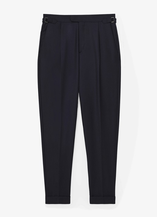 Reiss Cantwell tapered fit pantalon met steekzakken - voorkant donkerblauw