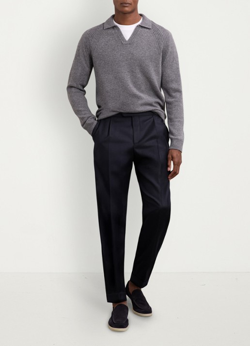 Reiss Cantwell tapered fit pantalon met steekzakken - voorkant 2 donkerblauw