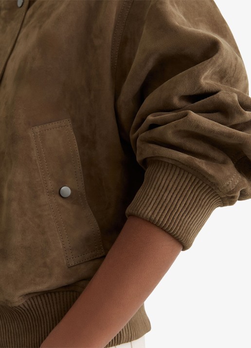 Reiss Cara bomberjack van suède - detail 5 khaki