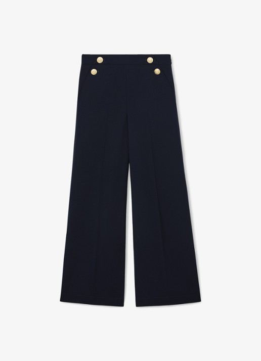 Reiss Carley high waist wide fit pantalon met steekzakken  - voorkant blauw