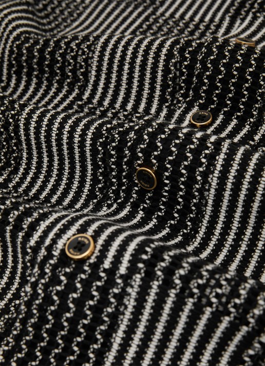 Reiss CARLOS Checkerboard Crochet Cuban Collar Shirt - detail 7 black / zwart