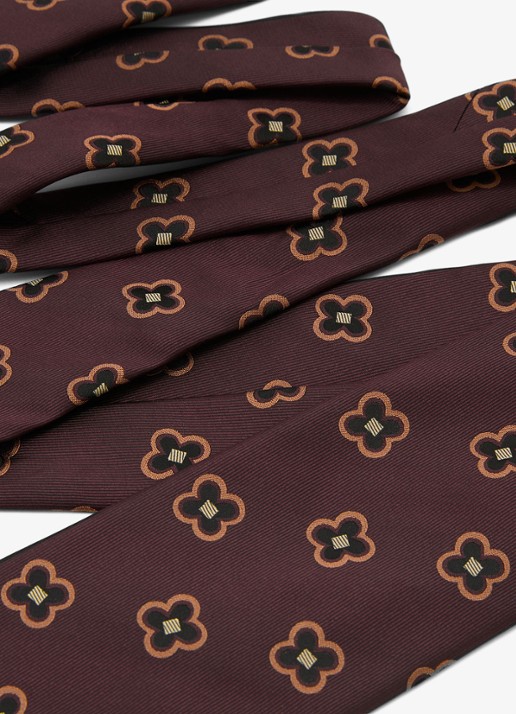 Reiss Carmelo stropdas in zijdeblend met print - detail bordeauxrood