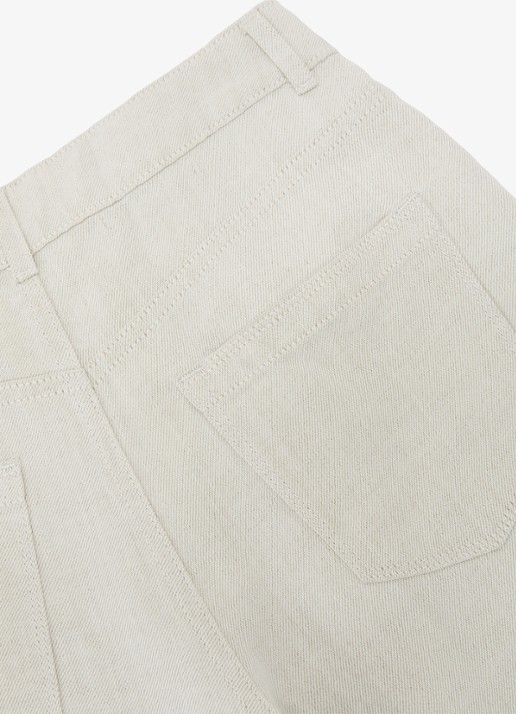 Reiss Carmen high waist wide fit broek in linnenblend - detail 3 creme