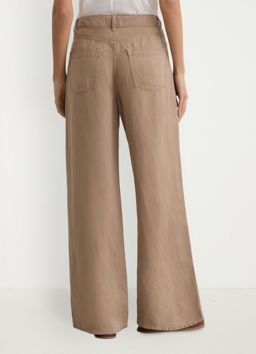 Reiss Carmen high waist wide fit broek in linnenblend - achterkant beige