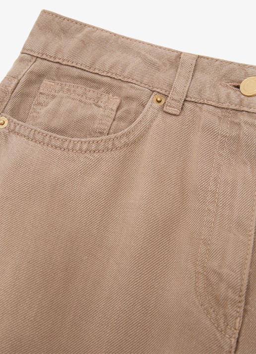 Reiss Carmen high waist wide fit broek in linnenblend - detail 5 beige