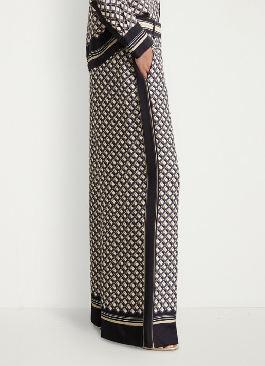 Reiss Carmine high waist wide fit pantalon met print - detail 7 donkerblauw