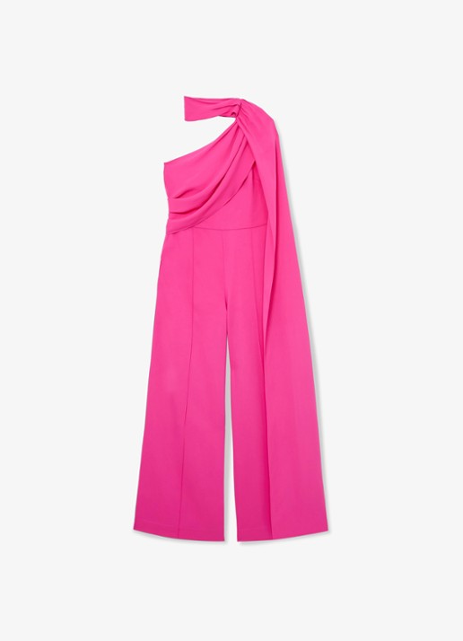 Reiss Carrie one shoulder wide fit jumpsuit met cape