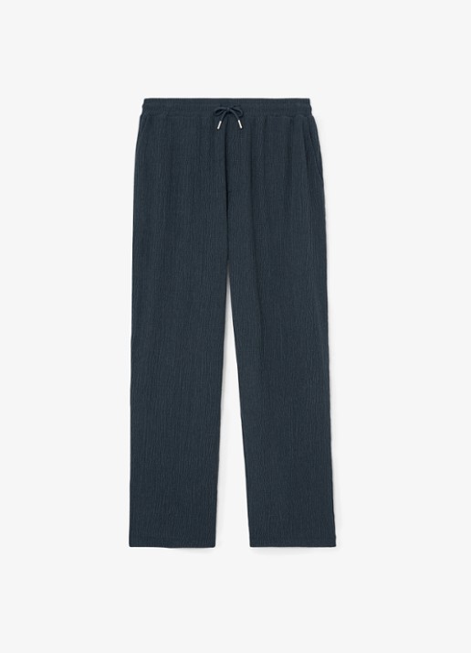 Reiss Carver regular fit pantalon met structuur - voorkant 5 airforce blue / blauw