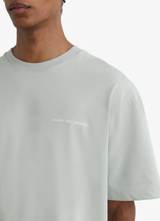 Reiss Casa T-shirt met front- en backprint - detail grijs